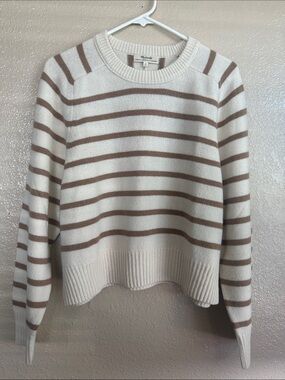 Madewell Re)sourced Cashmere Crewneck Sweater in Stripe M